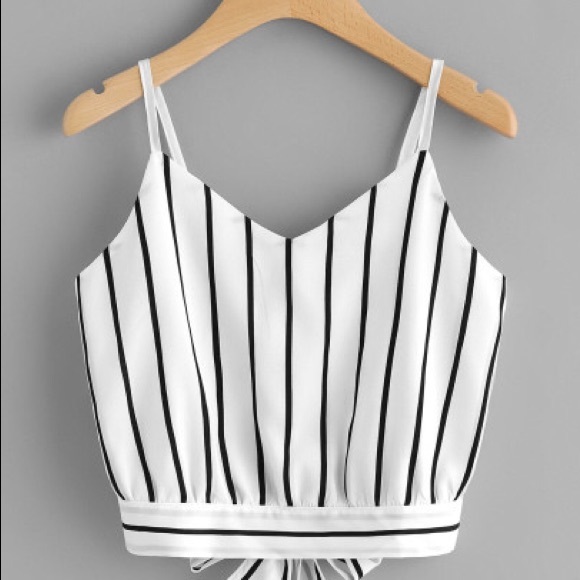 LAST! RESTOCK ‼️ Black white strip tie back Cami‼️ - Picture 2 of 8